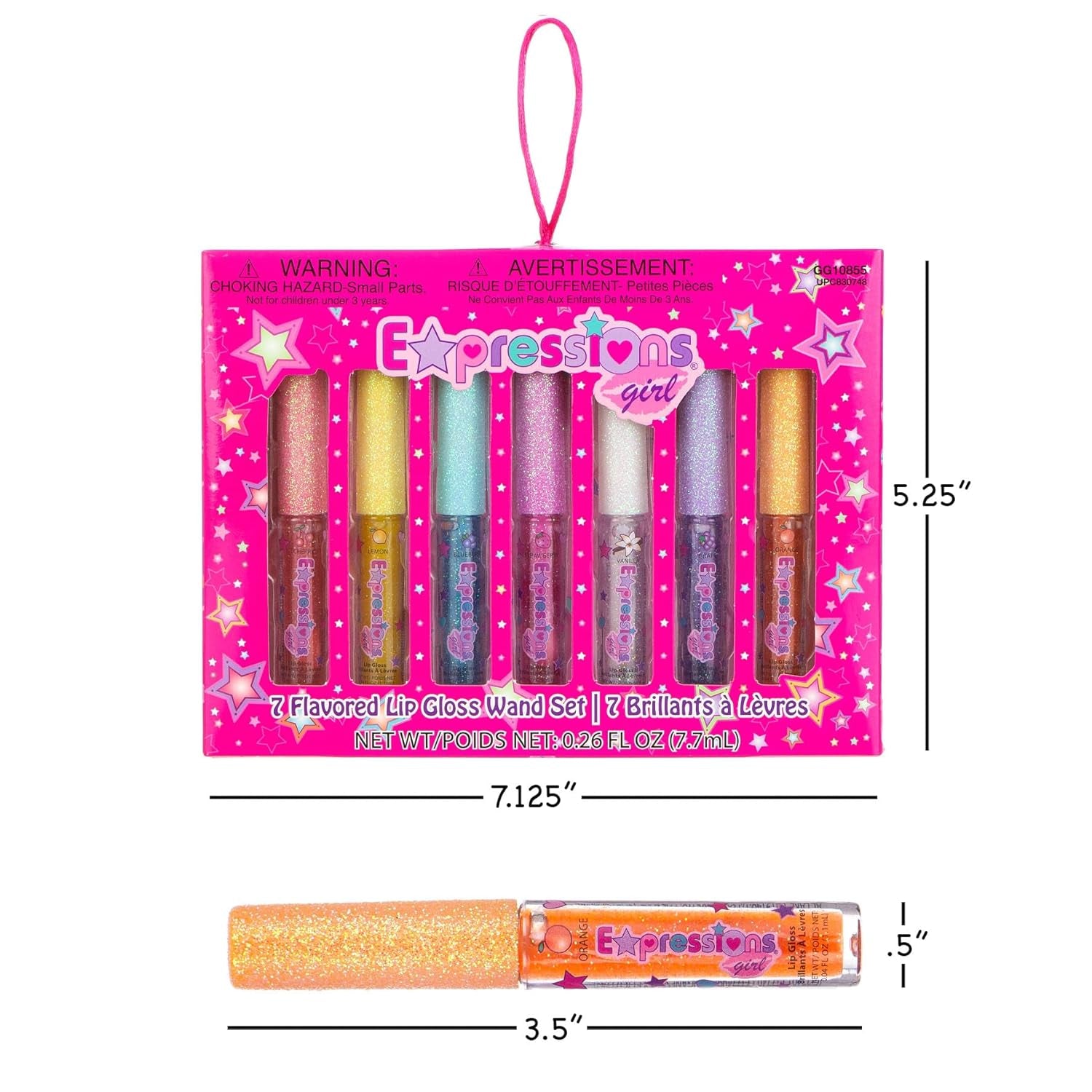 7-Piece Fruity Flavored Lip Gloss Set - Assorted Fruit Flavors | Non-Toxic Makeup for Kids, Teens, and Girls - Ideal Gift for Sweet and Glossy Lip Care