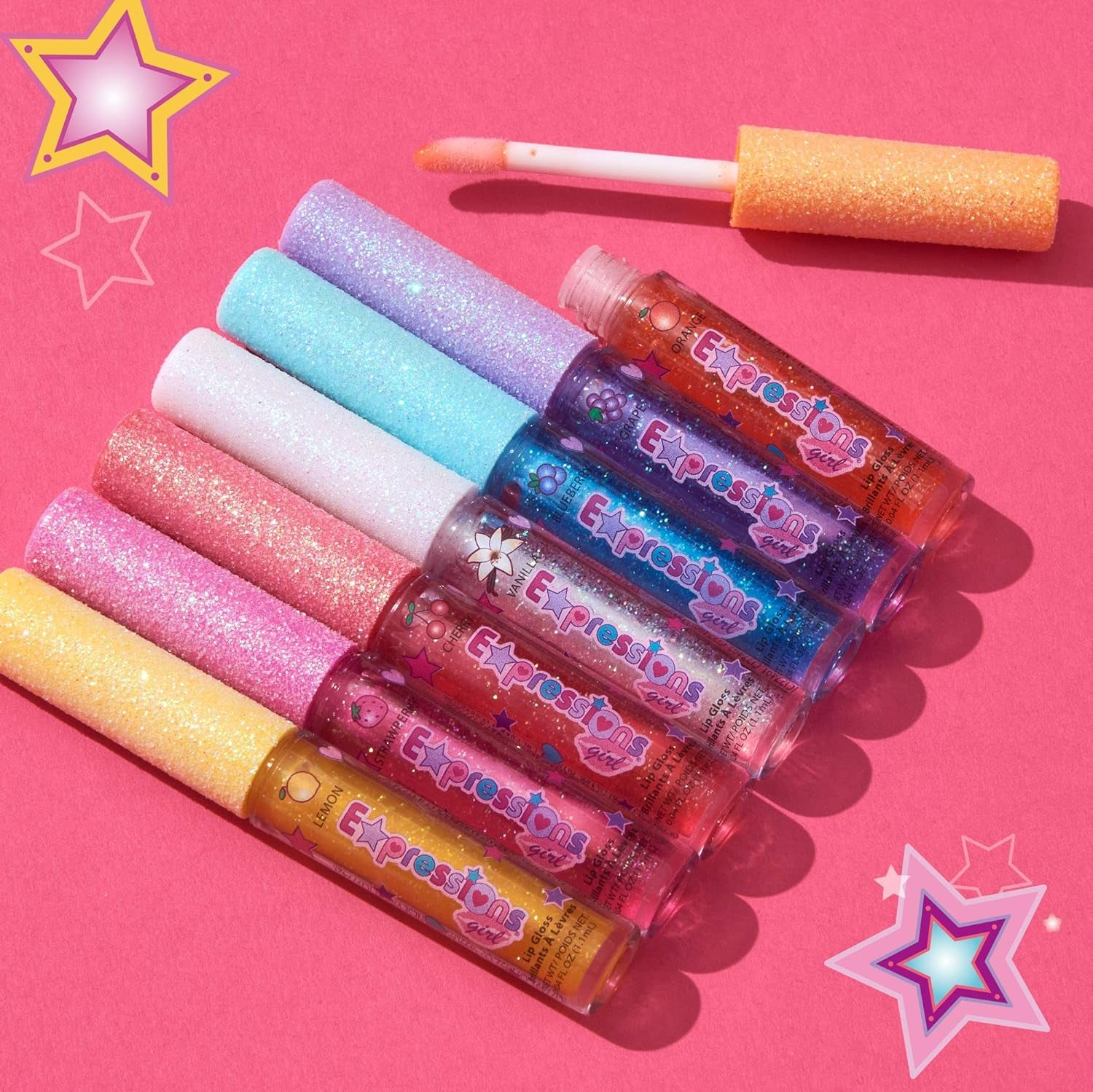 7-Piece Fruity Flavored Lip Gloss Set - Assorted Fruit Flavors | Non-Toxic Makeup for Kids, Teens, and Girls - Ideal Gift for Sweet and Glossy Lip Care
