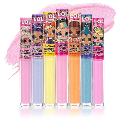 L.O.L. Surprise 7-Pack Lip Gloss Set for Girls | Non-Toxic Kids Makeup Featuring L.O.L. Characters