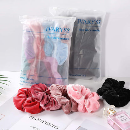 Premium Velvet Extra Large Scrunchies for Thick Hair - 6 Inch Jumbo Elastic Hair Accessories, Set of 4, Dark Color