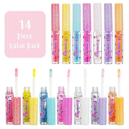 7-Piece Fruity Flavored Lip Gloss Set - Assorted Fruit Flavors | Non-Toxic Makeup for Kids, Teens, and Girls - Ideal Gift for Sweet and Glossy Lip Care