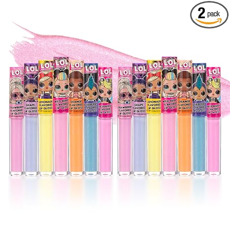 L.O.L. Surprise 7-Pack Lip Gloss Set for Girls | Non-Toxic Kids Makeup Featuring L.O.L. Characters