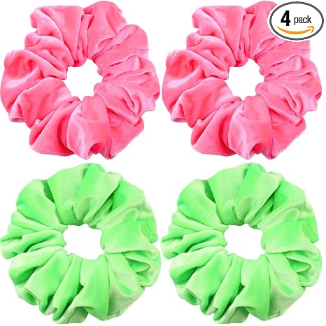 Premium Velvet Extra Large Scrunchies for Thick Hair - 6 Inch Jumbo Elastic Hair Accessories, Set of 4, Dark Color
