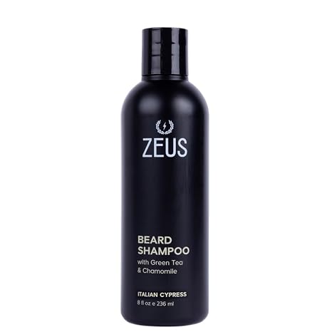 Beard Shampoo Wash for Men with Natural Oils - 8 Fl Oz Sandalwood Formula | Cleansing and Moisturizing Beard Wash with Green Tea and Chamomile for Healthier, Softer, Flake-Free Beard Growth - Made in USA