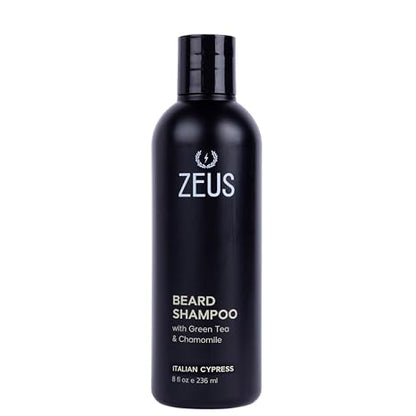 Beard Shampoo Wash for Men with Natural Oils - 8 Fl Oz Sandalwood Formula | Cleansing and Moisturizing Beard Wash with Green Tea and Chamomile for Healthier, Softer, Flake-Free Beard Growth - Made in USA