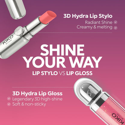KIKO Milano 3D Hydra Lip Gloss - High Shine, Hydrating, Plumping, Non-Sticky Moisturizer for Lips