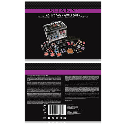 Professional Makeup Train Case with Reusable Aluminum Storage Organizer, Complete Set Including Eye Palettes, Blushes, Face Powders, Manicure and Pedicure Tools, and Cosmetics Brushes - Ideal Gift Set