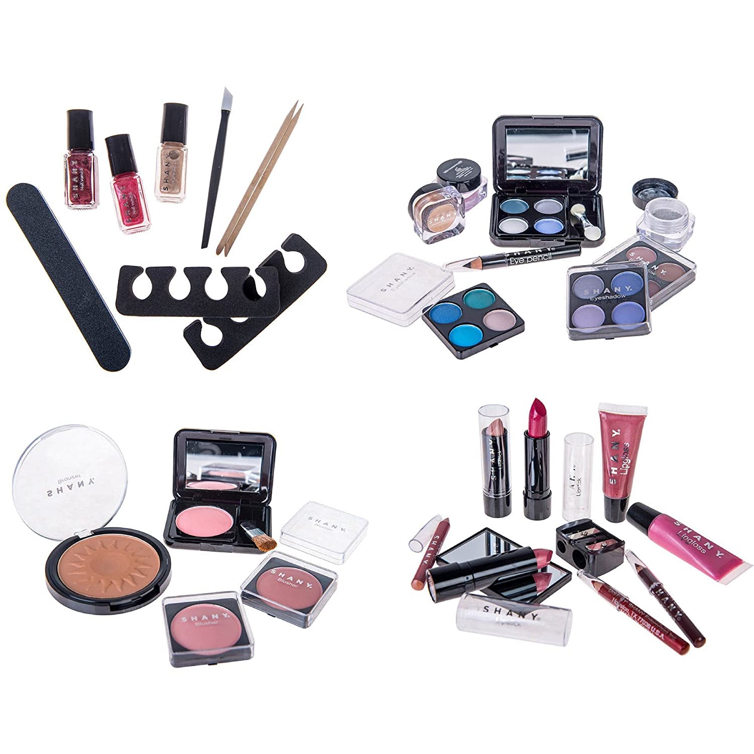 Professional Makeup Train Case with Reusable Aluminum Storage Organizer, Complete Set Including Eye Palettes, Blushes, Face Powders, Manicure and Pedicure Tools, and Cosmetics Brushes - Ideal Gift Set