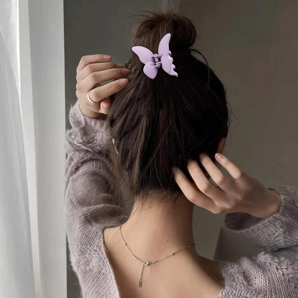 Butterfly Hair Clips - Set of 4 Non-Slip Matte Jaw Clamps for Women and Girls, 2.6" Strong Grip Accessories for Thin to Medium Hair