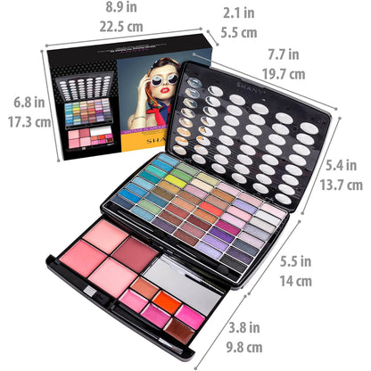 Glamour Girl Professional Makeup Kit: Comprehensive Eyeshadow Palette with Blushes, Lipsticks, Lip Gloss, Makeup Mirror, Cosmetics Applicators, and Premium Gift Packaging
