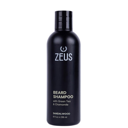 Beard Shampoo Wash for Men with Natural Oils - 8 Fl Oz Sandalwood Formula | Cleansing and Moisturizing Beard Wash with Green Tea and Chamomile for Healthier, Softer, Flake-Free Beard Growth - Made in USA
