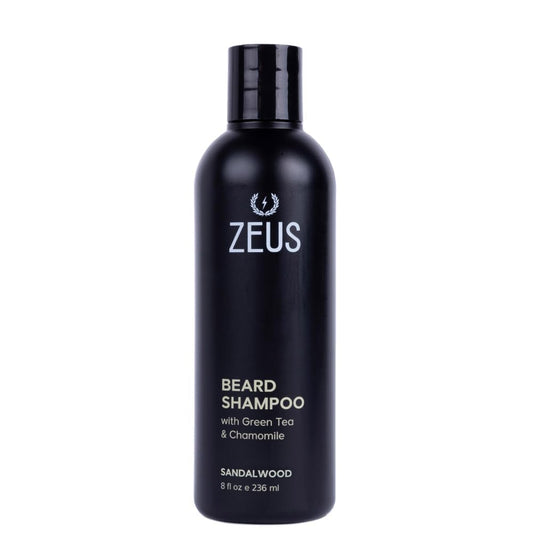 Beard Shampoo Wash for Men with Natural Oils - 8 Fl Oz Sandalwood Formula | Cleansing and Moisturizing Beard Wash with Green Tea and Chamomile for Healthier, Softer, Flake-Free Beard Growth - Made in USA