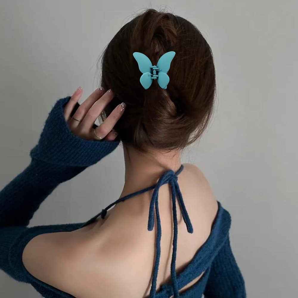Butterfly Hair Clips - Set of 4 Non-Slip Matte Jaw Clamps for Women and Girls, 2.6" Strong Grip Accessories for Thin to Medium Hair